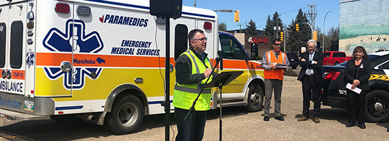 Don Hurst, Director of Worksafely speaks at the Brandon SAFE Roads launch